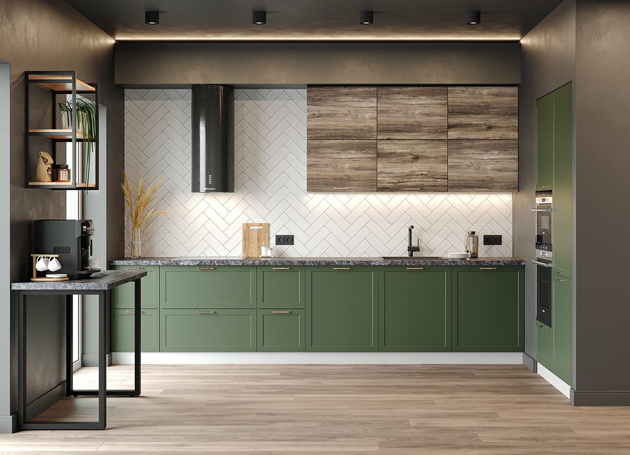 Модульная кухня Квадро Оливково-зеленый